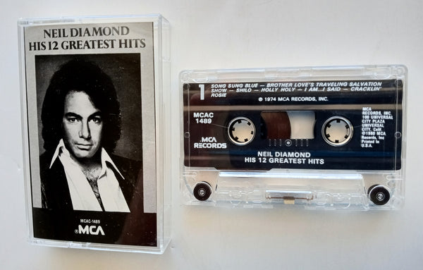 NEIL DIAMOND - "His 12 Greatest Hits" - Cassette Tape (1974/1994) [Digitally Remastered] - Mint