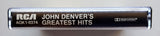 JOHN DENVER - "Greatest Hits" - Cassette Tape (1973/1985) - Mint