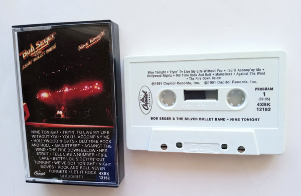 BOB SEGER & THE SILVER BULLET BAND - "Nine Tonight" - [Double-Play Cassette Tape] (1981) - Mint