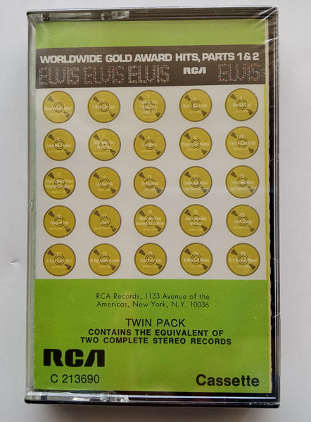 ELVIS PRESLEY  - "Worldwide Gold Award Hits - Parts 1 & 2" - [Double-Play Cassette Tape] (1970) [Record Club ONLY Issue!] - <b style="color: purple;">SEALED</b>