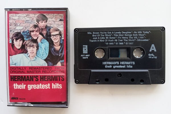 HERMAN'S HERMITS (Peter Noone) - "Their Greatest Hits" - [Double-Play] <b style="color: red;">Audiophile</b> Chrome Cassette Tape (1986) [Digitally Remastered]  (Rare!) - Mint
