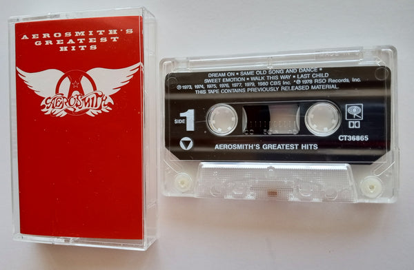 AEROSMITH (Steven Tyler) - "Greatest Hits" - Cassette Tape (1980/1990) [Digitally Remastered] - Mint