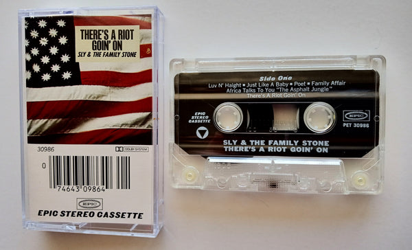SLY & THE FAMILY STONE - "There's A Riot Goin' On" (w/"Family Affair") - Cassette Tape (1971/1994) [Digitally Remastered] - Mint