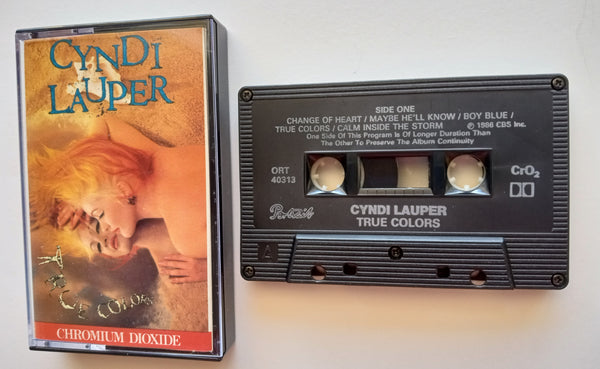CYNDI LAUPER (Blue Angel) - "True Colors" - <b style="color: red;">Audiophile</b> Chrome Cassette Tape (1986)  [Rare Canada Chrome (CrO2) Issue!] - Mint