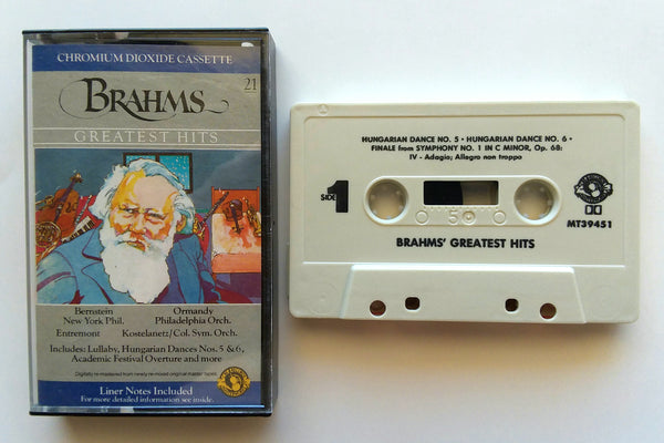 BRAHMS GREATEST HITS - "Brahms Greatest Hits (VARIOUS)" - Audiophile Chrome Cassette Tape (1984)